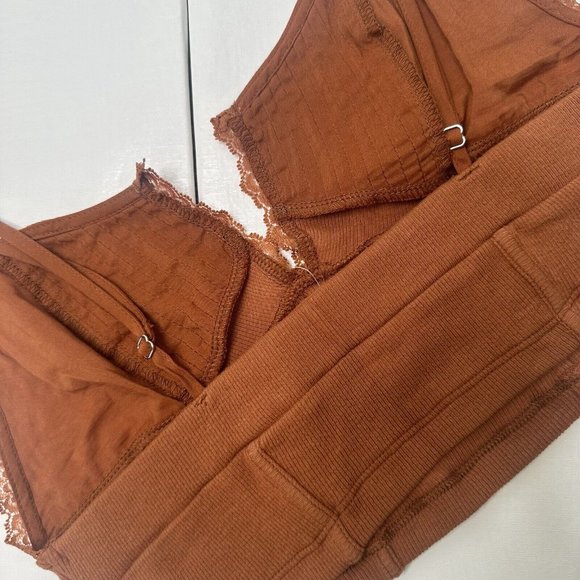 Free People Intimately Bralet Top Size XS Rust Brown Strappy Cami Cropped Bodice - Picture 8 of 9